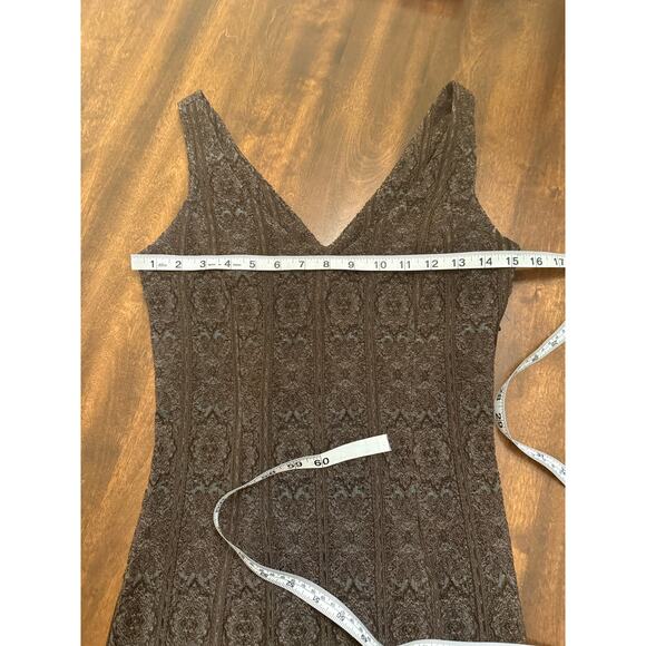 VINTAGE Bruno Duluc for Kush Women's Brown Jacquard Mini Dress Size Medium - Picture 5 of 7